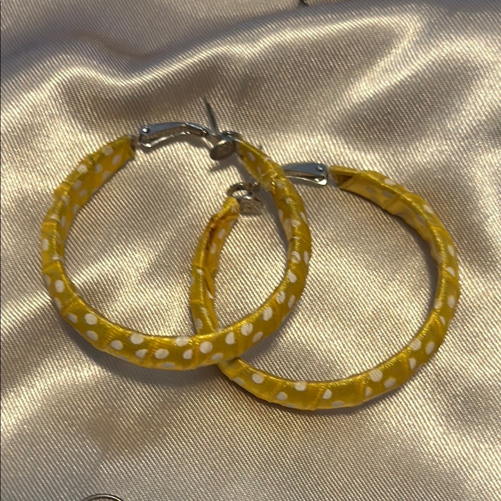 Yellow Polka Dot Hoop Earrings